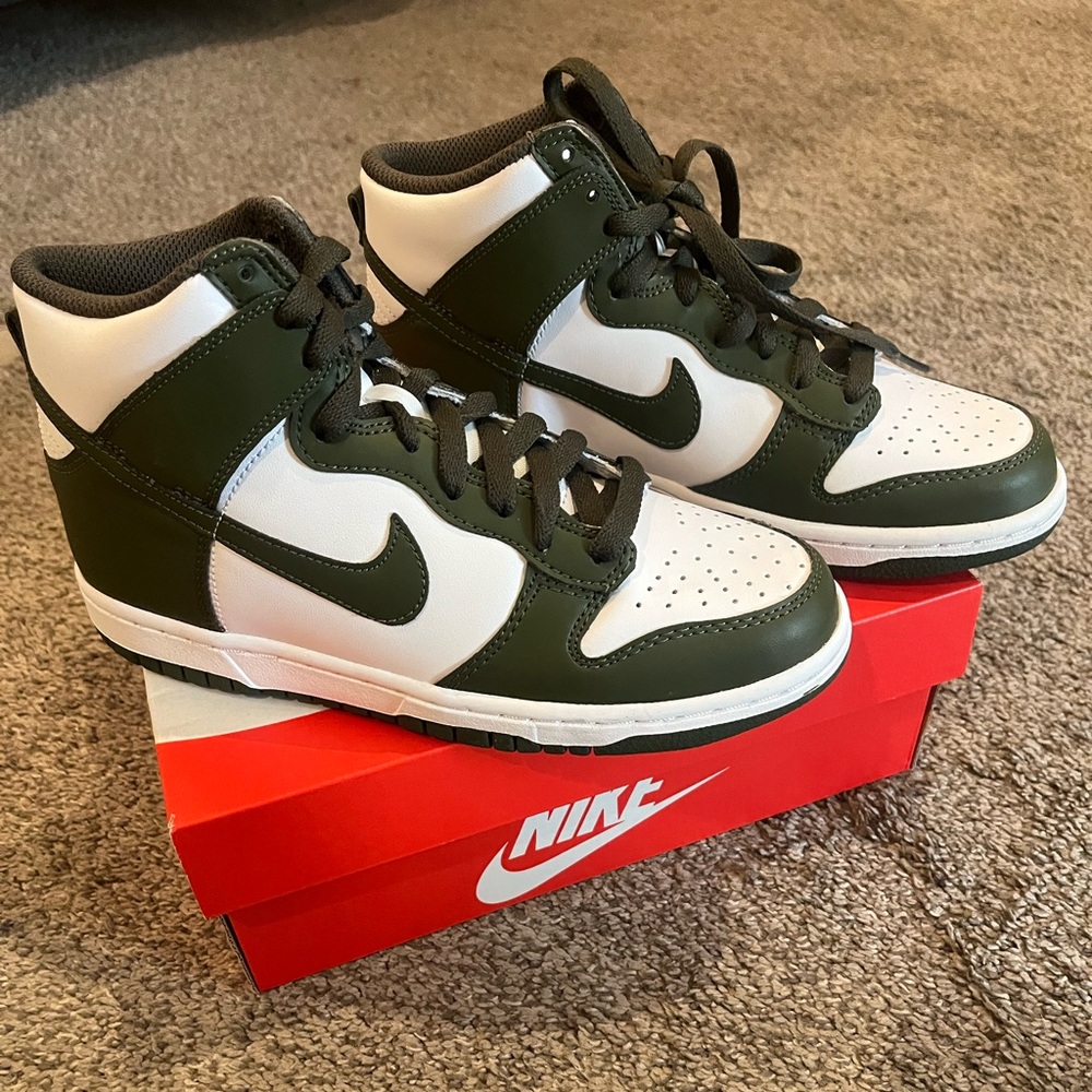 Nike Kids' Olive and White High-Top Sneakers